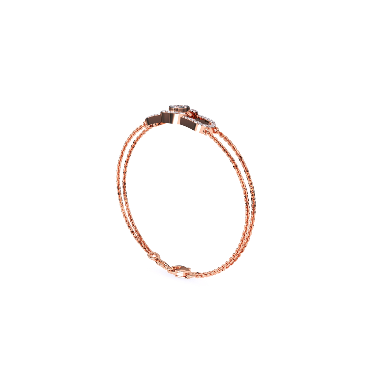 14K Rose Gold Trendy Lab Grown Diamond Bracelet